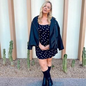 Reformation Black and White Heart Pattern Dress